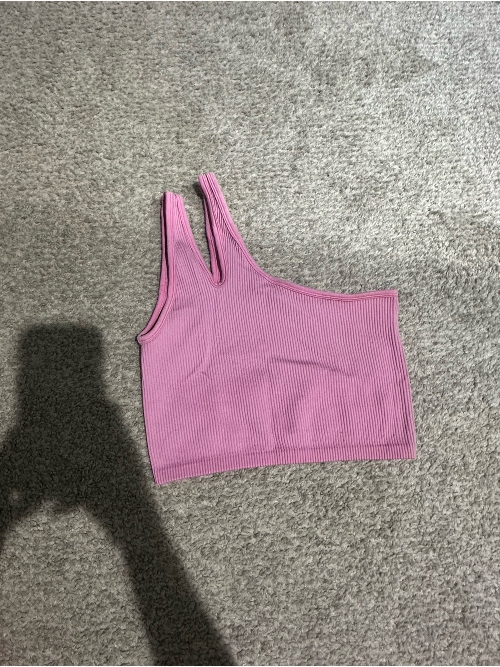 Aerie Ribbed One-Shoulder Crop Tank Top - Pink